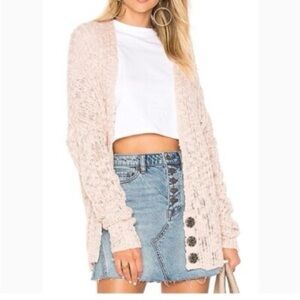 Free People Fun Times Pink Chunky Knit Cardigan Sweater - XS